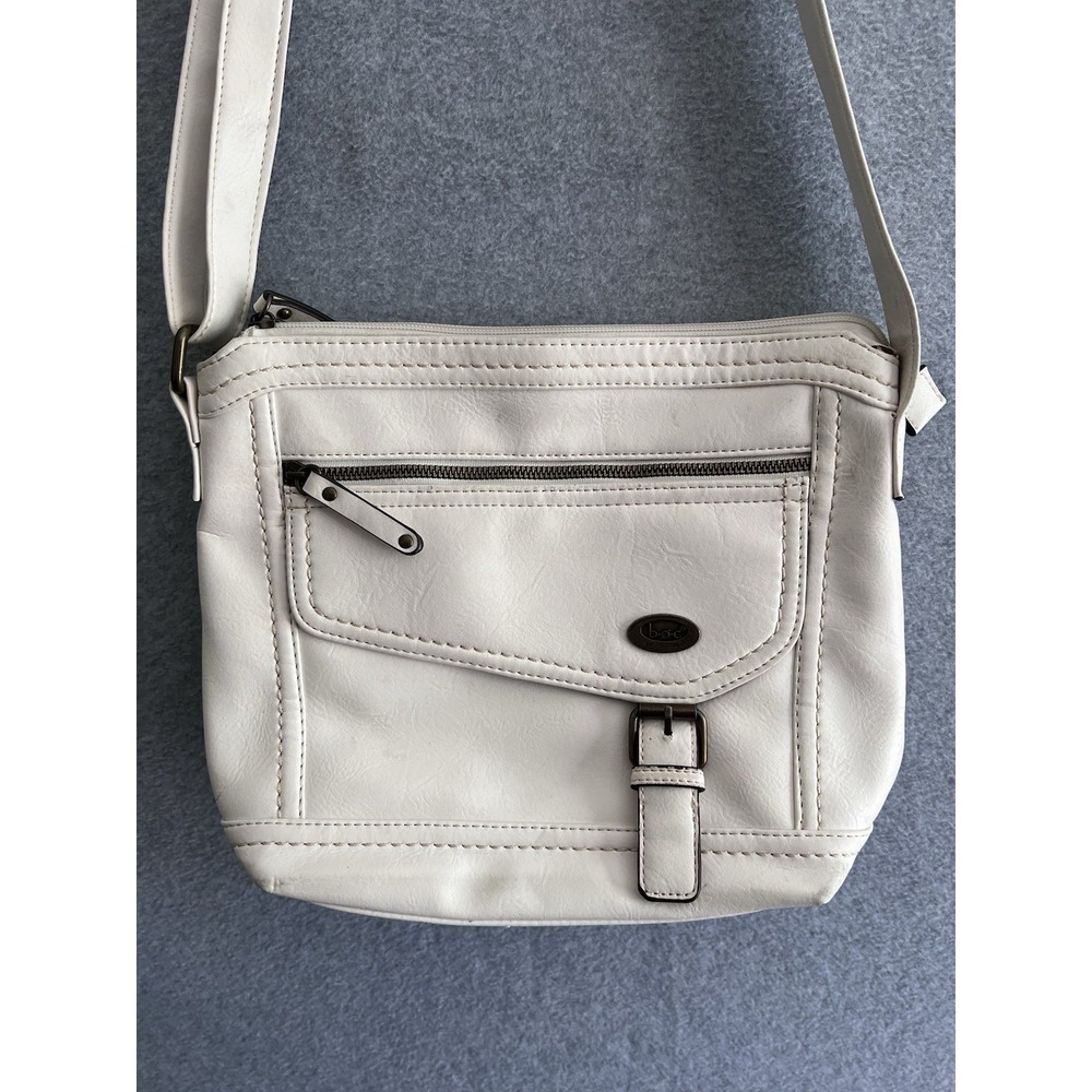 BOC Born Concept  Ivory/ Cream  Leather Crossbody Multi Pockets Handbag Purse‎